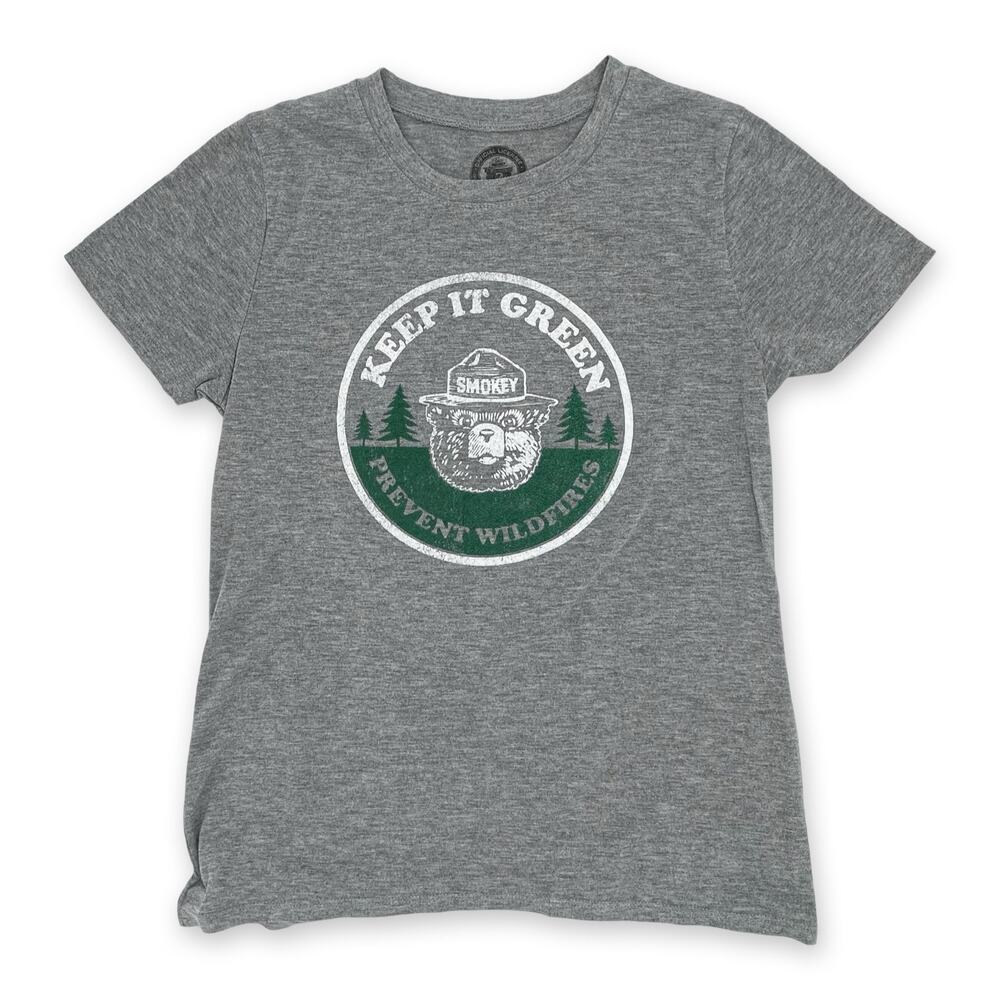 Smokey the Bear Tee Women’s S Gray Outdoor Forest Graphic Shirt